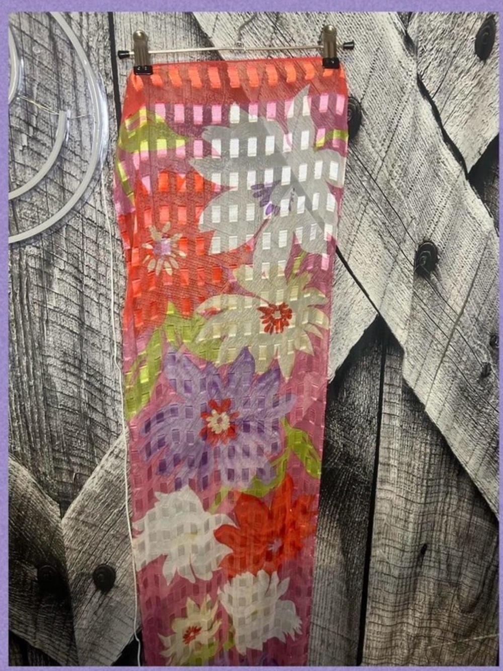 Source Unknown Floral Mesh Scarf - Pink, Purple, Orange, Green